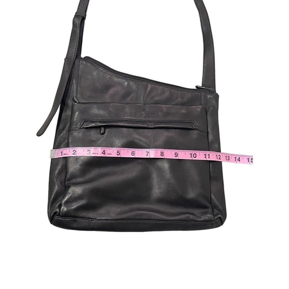 Derek Alexander Black Leather Adjustable Strap Crossbody Bag Medium - Picture 7 of 12